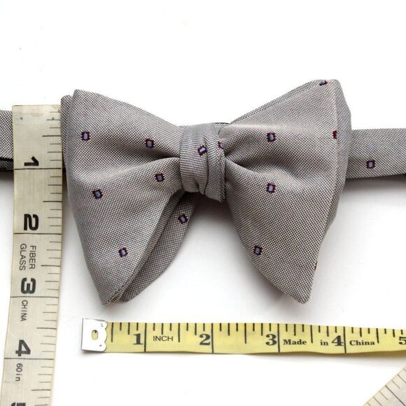 Men's Self tied Bow Tie Big bow tie Butterfly Bow tie S604 Grey Blue Polka Dot - Picture 11 of 11